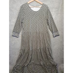 Women's Lands' End Size L(14-16) Green & Blue Paisley Tiered Maxi Dress